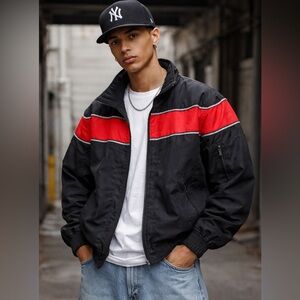 Vintage 90s Biker Design Moto Jacket | Nylon · Y2K Streetwear / Racing Core